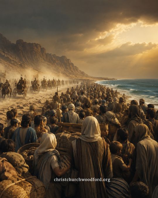the Israelites being trapped at the Red Sea