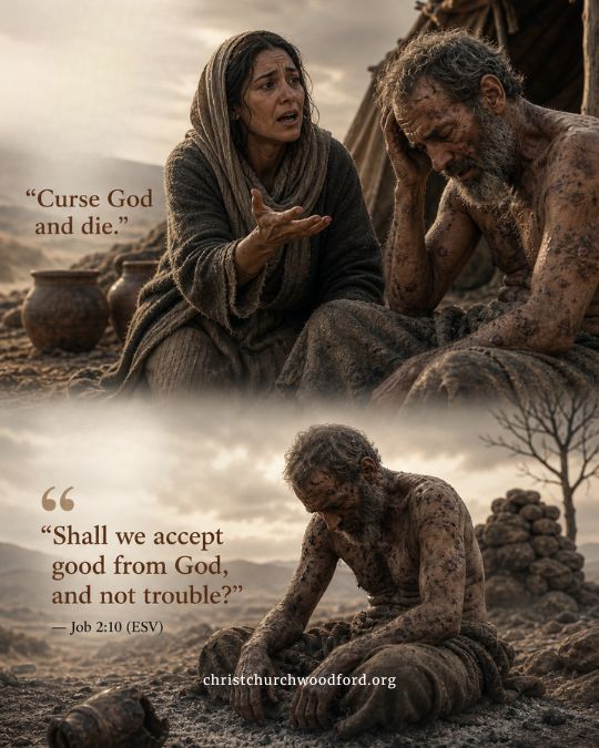 Job's endurance - his wife told him Curse God and die.'