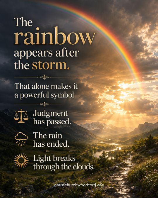 The rainbow appears after the storm meaning
