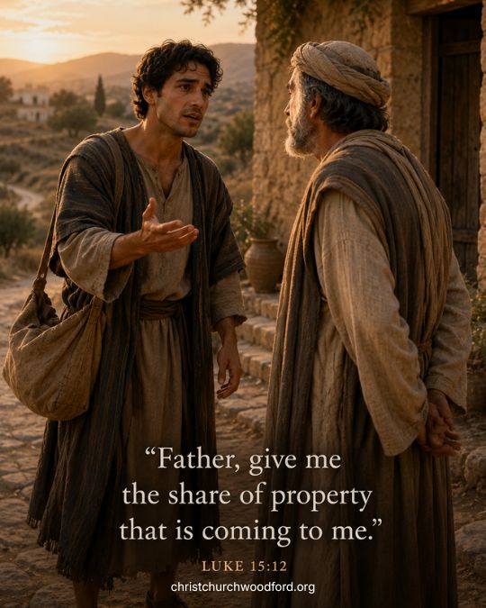 The younger son comes to his father and asks for properties Luke 15_12