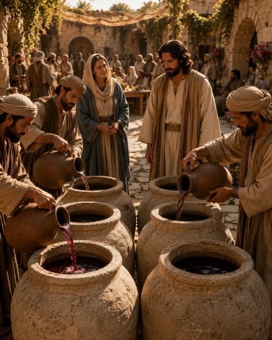 Six stone jars of wine The Wedding at Cana